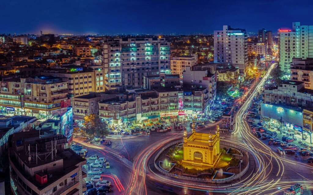 Night view of Karachi city at night representing Devtrest’s presence in Pakistan.